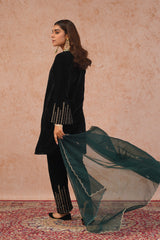 Regal Black Velvet Embroidered Set- Inching India