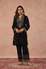 Regal Brown Velvet Suit Set With Dupatta