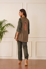 Beautiful Regal Olive Green Printed Co-ord Set For Women