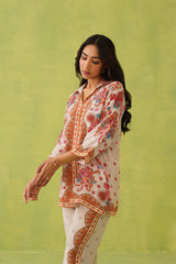 Noor Cream Paisley Printed Co-Ord Set For Women