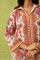 Noor Cream Paisley Printed Co-Ord Set For Women