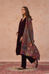 WINE WOVEN CHANDERI DUPATTA