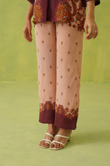 Elegant Rust-Beige Printed Co-Ord Set For Women-inching india