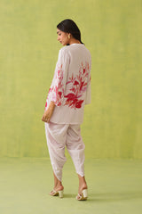 Pink Floral Dhoti Set- Inchingindia