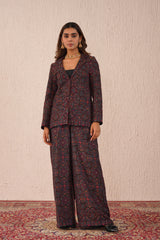 Winter Black Woven Coat Set For Women-Inching India