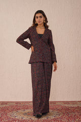 Winter Black Woven Coat Set For Women-Inching India