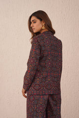 Winter Black Woven Coat Set For Women-Inching India