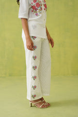 Ivory Blossom Cross Stitch Embroidered Top For Women-inching india