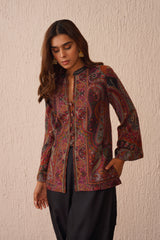 Sifat Paisley Woollen Cape- Inching India