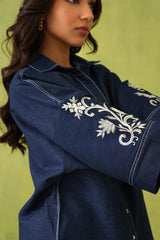Noor Denim Embroidered Coord Set- Inching India