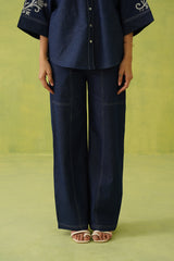 Noor Denim Embroidered Coord Set- Inching India