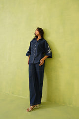 Noor Denim Embroidered Coord Set- Inching India