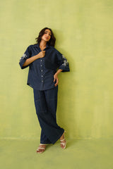 Noor Denim Embroidered Coord Set- Inching India