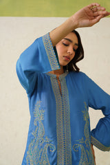 Beautiful Cobalt Paisley Dhoti Set For Women-inching india