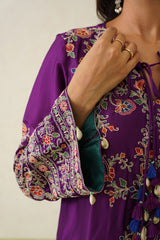 Noor Wine Embroidered Dhoti Set- Inchingindia