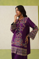 Noor Wine Embroidered Dhoti Set- Inchingindia