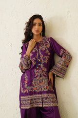 Noor Wine Embroidered Dhoti Set- Inchingindia