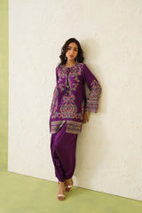 Noor Wine Embroidered Dhoti Set- Inchingindia