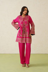 Beautiful Noor Hot Pink Fusion Embroidered Co-Ord Set-inching india