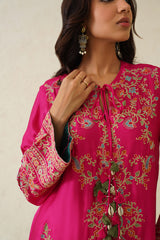 Beautiful Noor Hot Pink Fusion Embroidered Co-Ord Set-inching india