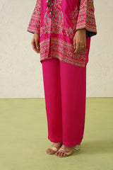 Beautiful Noor Hot Pink Fusion Embroidered Co-Ord Set-inching india