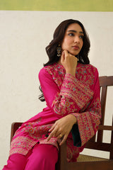 Beautiful Noor Hot Pink Fusion Embroidered Co-Ord Set-inching india