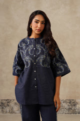 Naaz denim floral paisley embroidered coord set