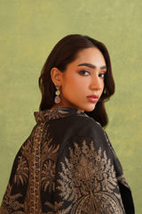 Charcoal Black Paisley Open Cape- Inching India