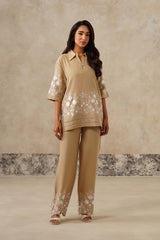 Naaz Beige Embroidered Co-ord Set