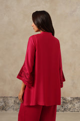 back view, Naaz Rani Pink Cutwork Embroidered Co-ord Set