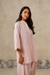 Naaz Blush Pink Linen Embroidered Co-ord Set