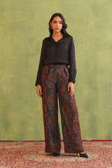 Black Top with Paisley Woven Pants-Inching India