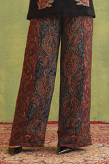 Black Paisley Woven Pant for women-Inching India