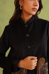 Beautiful Black Corduroy Patchwork Top For Women-Inching India