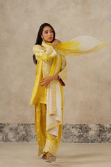 Naaz Yellow Aari Farshi Salwar Set with Ombre Dupatta