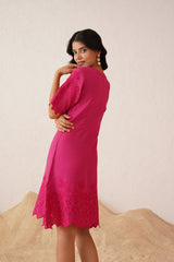 Hot Pink Cutwork Dress
