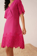 Hot Pink Cutwork Dress