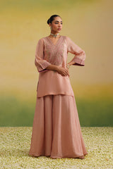 blush pink hand embroidery sharara set