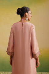back view of pink tissue kaftan