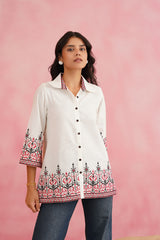 Cream Cross Stitch Top