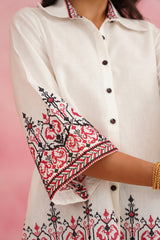 Cream Cross Stitch Top