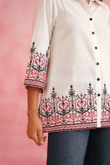 Cream Cross Stitch Top