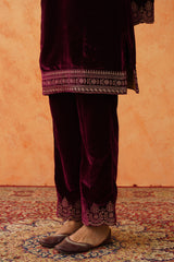 Safar Beautiful Wine Velvet Suit With Dupatta-Inching India