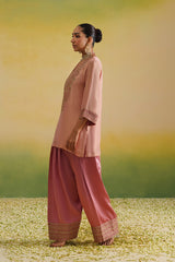 pink tissue farshi salwar set