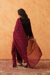 Safar Beautiful Wine Velvet Suit With Dupatta-Inching India