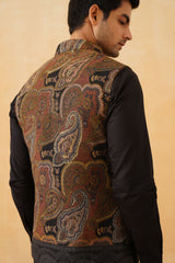 Tan Black Nehru Jacket with Kurta & Pant Set