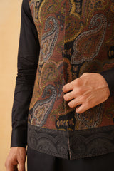 Tan Black Nehru Jacket with Kurta & Pant Set