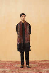 Regal Black Woven Shawl for Men