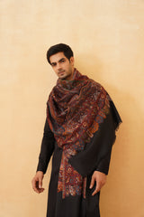 Regal Black Woven Shawl for Men