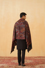Regal Black Woven Shawl for Men